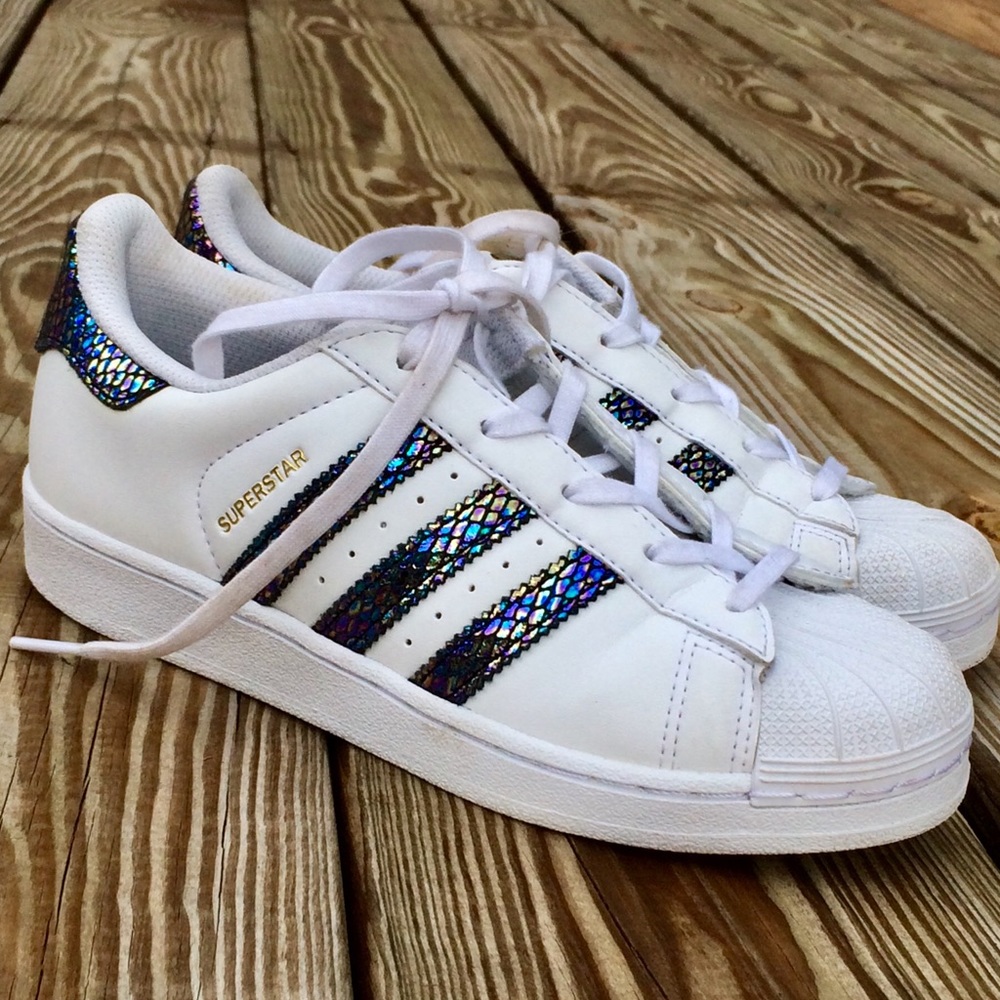 Adidas-Tennis shoes-size-2.5 iridescent stripes